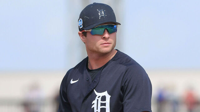LAKELAND, FL - MARCH 10: Colt Keith #81 of the Detroit Tigers looks on during the Spring Training game against the New York Yankees at Publix Field at Joker Marchant Stadium on March 10, 2023 in Lakeland, Florida. The Yankees defeated the Tigers 4-3.