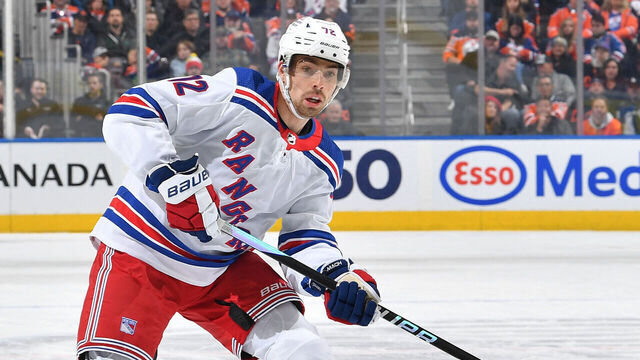 EDMONTON, CANADA - OCTOBER 26: Filip Chytil #72 of the New York Rangers skates during the game against the Edmonton Oilers at Rogers Place on October 26, 2023, in Edmonton, Alberta, Canada.