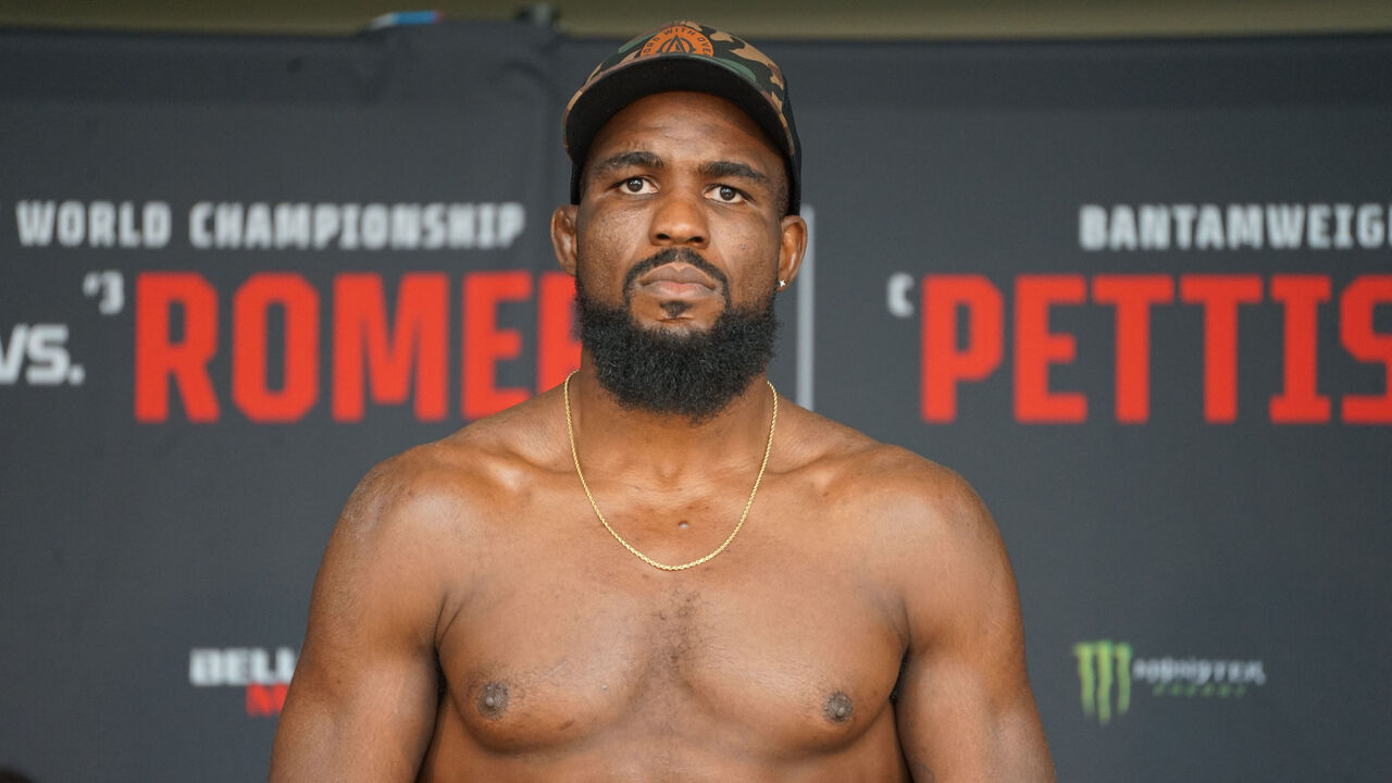 CHICAGO, IL - JUNE 15: Corey Anderson poses for a photo at the Bellator 297 ceremonial weigh-ins on June 15, 2023, at the Wintrust Arena in Chicago, IL.