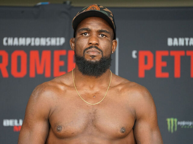 CHICAGO, IL - JUNE 15: Corey Anderson poses for a photo at the Bellator 297 ceremonial weigh-ins on June 15, 2023, at the Wintrust Arena in Chicago, IL.