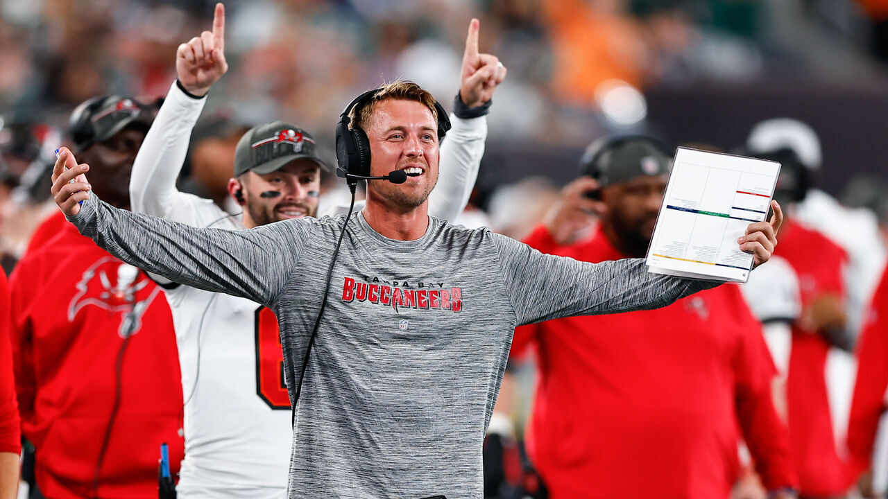 EAST RUTHERFORD, NJ - AUGUST 19: Brad Idzik of the Tampa Bay Buccaneers during the Preseason game against the New York Jets on August 19, 2023 at MetLife Stadium in East Rutherford, New Jersey.