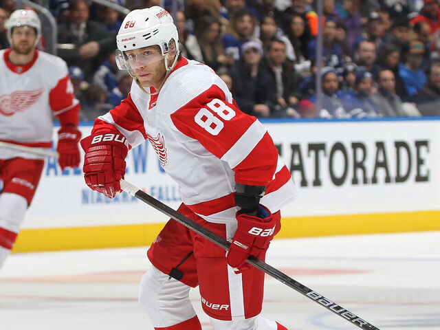 TORONTO, CANADA - JANUARY 14: Patrick Kane #88 of the Detroit Red Wings skates against the Toronto Maple Leafs during the first period in an NHL game at Scotiabank Arena on January 14, 2024 in Toronto, Ontario, Canada. The Red Wings defeated the Maple Leafs 4-2.