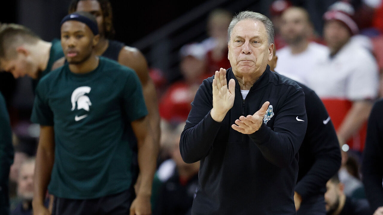 MADISON, WISCONSIN - JANUARY 26: Tom Izzo head coach of the Michigan State Spartans looks on during the second half against the Wisconsin Badgers at Kohl Center on January 26, 2024 in Madison, Wisconsin.