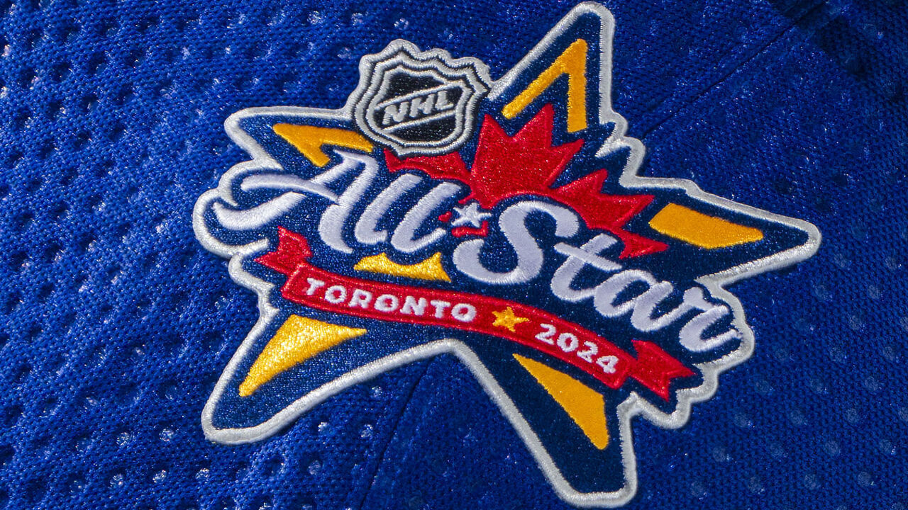 TORONTO, ON - OCTOBER 11: Auston Matthews #34 of Toronto Maple Leafs wears a NHL All Star logo while playing against the Montreal Canadiens during the first period at the Scotiabank Arena on October 11, 2023 in Toronto, Ontario, Canada.
