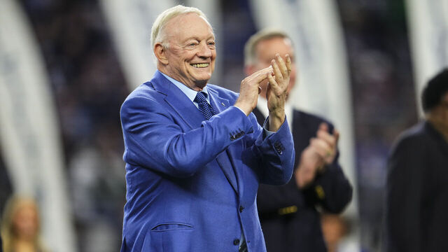 ARLINGTON, TX - DECEMBER 30: Dallas Cowboys owner Jerry Jones looks on at halftime during an NFL football game between the Detroit Lions and the Dallas Cowboys at AT&T Stadium on December 30, 2023 in Arlington, Texas.