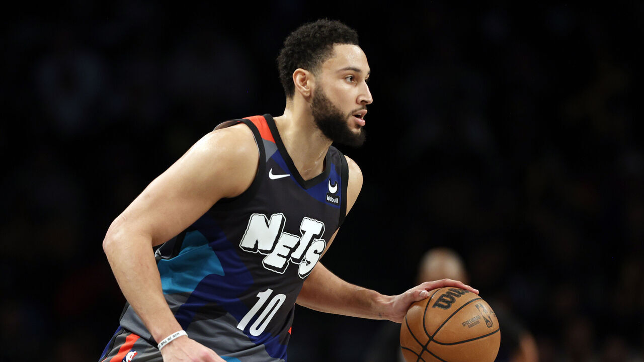 NEW YORK, NEW YORK - JANUARY 29: Ben Simmons #10 of the Brooklyn Nets dribbles during the second half against the Utah Jazz at Barclays Center on January 29, 2024 in the Brooklyn borough of New York City. The Nets won 147-114. NOTE TO USER: User expressly acknowledges and agrees that, by downloading and/or using this Photograph, user is consenting to the terms and conditions of the Getty Images License Agreement.