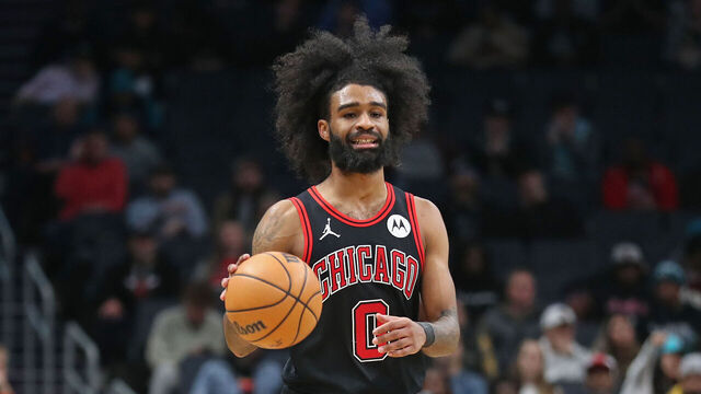 CHARLOTTE, NC - JANUARY 31: Coby White #0 of the Chicago Bulls dribbles the ball during the game against the Charlotte Hornets on January 31, 2024 at Spectrum Center in Charlotte, North Carolina. Mandatory Copyright Notice: Copyright 2024 NBAE
