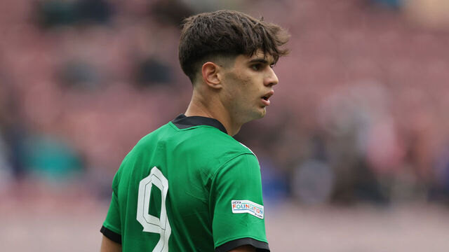 GENEVA, SWITZERLAND - APRIL 21: Rodrigo Ribeiro of Sporting CP looks on during the UEFA Youth League 2022/23 Semi-Final match between Sporting Clube de Portugal and AZ Alkmaar at Stade de Geneve on April 21, 2023 in Geneva, Switzerland.