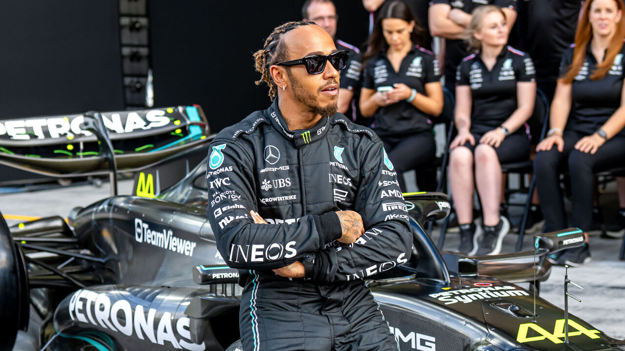 ABU DHABI, UNITED ARAB EMIRATES - NOVEMBER 23: Lewis Hamilton, Mercedes F1 F1 W14 during previews ahead of the F1 Grand Prix of Abu Dhabi at Yas Marina Circuit on November 23, 2023 in Abu Dhabi, United Arab Emirates.