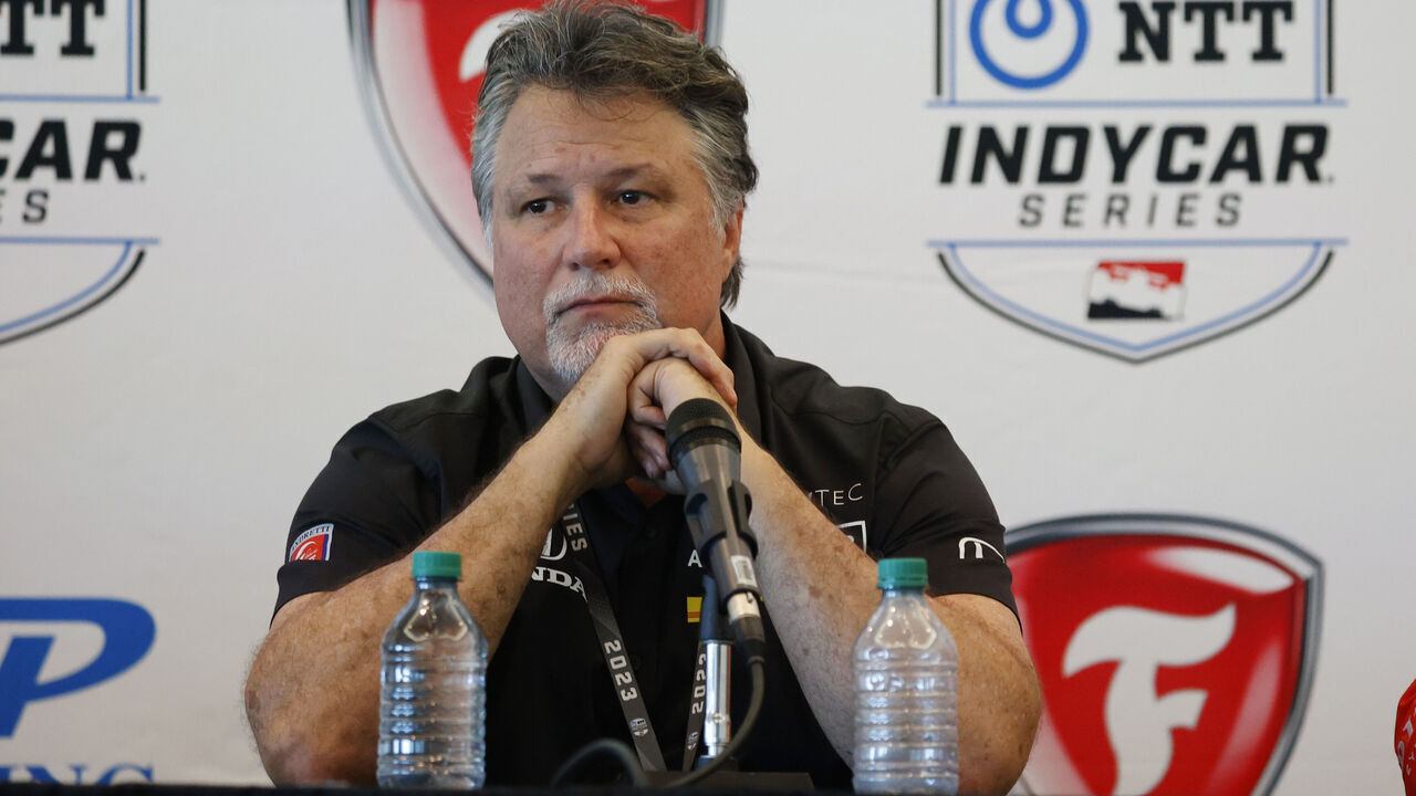ST. PETERSBURG, FL - MARCH 04: IndyCar owner Michael Andretti attends a press conference at the the media center after qualifications for the Firestone Grand Prix of St. Petersburg on March 4, 2023, at the St. Petersburg Street Circuit in St. Petersburg, Florida. (Photo by Brian Spurlock/Icon Sportswire via Getty Images