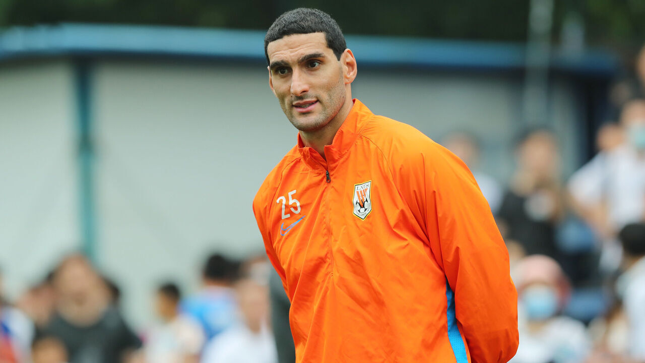 SHIJIAZHUANG, CHINA - JULY 11: Marouane Fellaini of Shandong Luneng Taishan reacts during a friendly match between Shijiazhuang Yongchang and Shandong Luneng Taishan on July 11, 2020 in Shijiazhuang, Hebei Province of China.