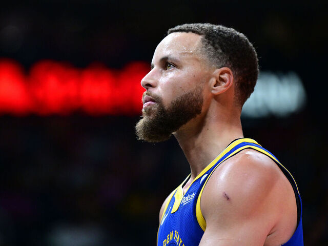 ATLANTA, GA - FEBRUARY 3: Stephen Curry #30 of the Golden State Warriors looks on during the game against the Atlanta Hawks on February 3, 2024 at State Farm Arena in Atlanta, Georgia. NOTE TO USER: User expressly acknowledges and agrees that, by downloading and/or using this Photograph, user is consenting to the terms and conditions of the Getty Images License Agreement. Mandatory Copyright Notice: Copyright 2024 NBAE