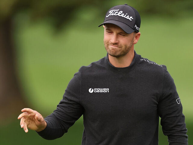 PEBBLE BEACH, CALIFORNIA - FEBRUARY 03: Wyndham Clark of the United States acknowledges the crowd after a putt on the second green during the AT&T Pebble Beach Pro-Am at Pebble Beach Golf Links on February 03, 2024 in Pebble Beach, California.