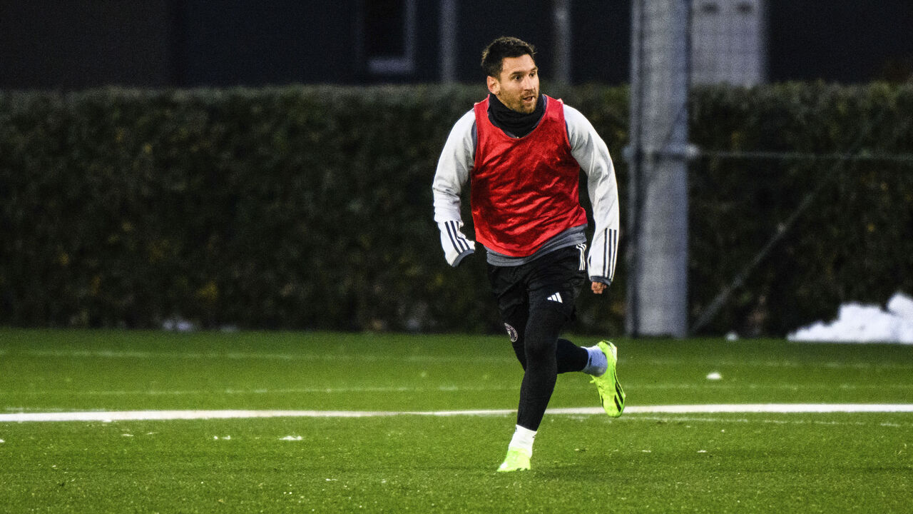 Inter Miami's Argentine forward Lionel Messi takes part in a training section at Prince Takamado Memorial JFA YUME Field in Chiba, east of Tokyo on February 6, 2024, a day before the friendly football match against J-League side Vissel Kobe.