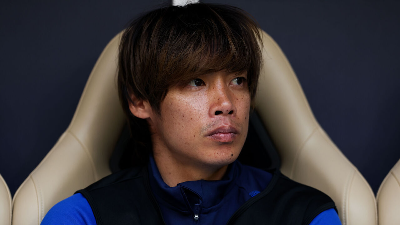 DOHA, QATAR - JANUARY 31: Ito Junya #14 of Japan looks on during the AFC Asian Cup Round of 16 match between Bahrain and Japan at Al Thumama Stadium on January 31, 2024 in Doha, Qatar.
