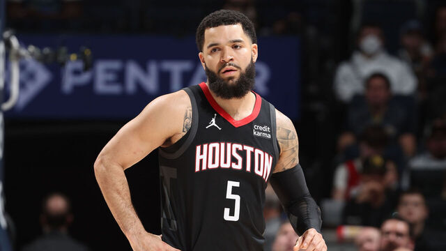 MINNEAPOLIS, MN - FEBRUARY 4: Fred VanVleet #5 of the Houston Rockets looks on during the game against the Minnesota Timberwolves on February 4, 2024 at Target Center in Minneapolis, Minnesota. Mandatory Copyright Notice: Copyright 2024 NBAE