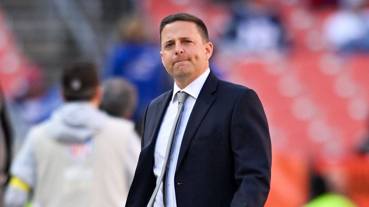 CLEVELAND, OH - OCTOBER 16: Director of scouting Eliot Wolf of the New England Patriots looks on prior to a game against the Cleveland Browns at FirstEnergy Stadium on October 16, 2022 in Cleveland, Ohio.