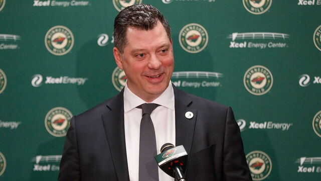 SAINT PAUL, MN - MARCH 21: Minnesota Wild general manager Bill Guerin speaks at a press conference prior to the game against the Vegas Golden Knights at the Xcel Energy Center on March 21, 2022 in Saint Paul, Minnesota.