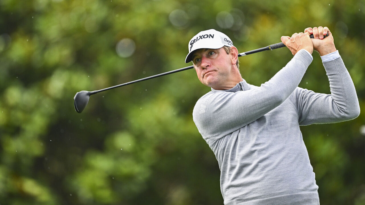 PEBBLE BEACH, CALIFORNIA - FEBRUARY 01: Lucas Glover plays his shot from the first tee during the first round of the AT&T Pebble Beach Pro-Am at Pebble Beach Golf Links on February 1, 2024 in Pebble Beach, California.