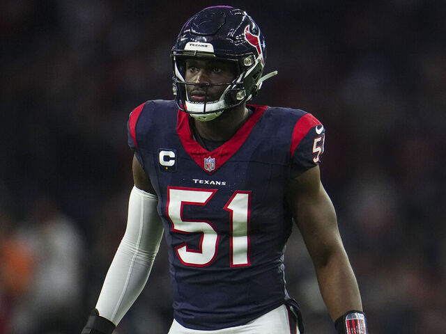HOUSTON, TX - JANUARY 13: Will Anderson Jr. #51 of the Houston Texans lines up during an NFL wild-card playoff football game against the Cleveland Browns at NRG Stadium on January 13, 2024 in Houston, Texas.