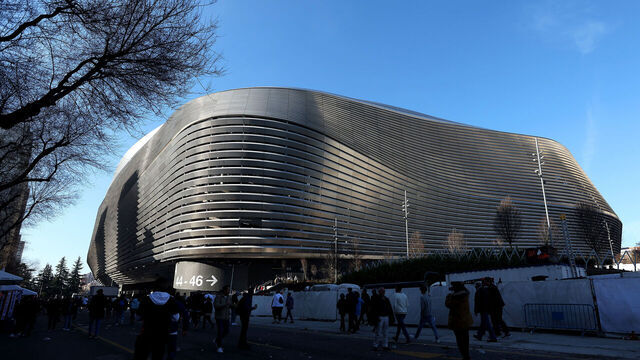 MADRID, SPAIN - JANUARY 21: General view outside the stadium during the LaLiga EA Sports match between Real Madrid CF and UD Almeria at Estadio Santiago Bernabeu on January 21, 2024 in Madrid, Spain.