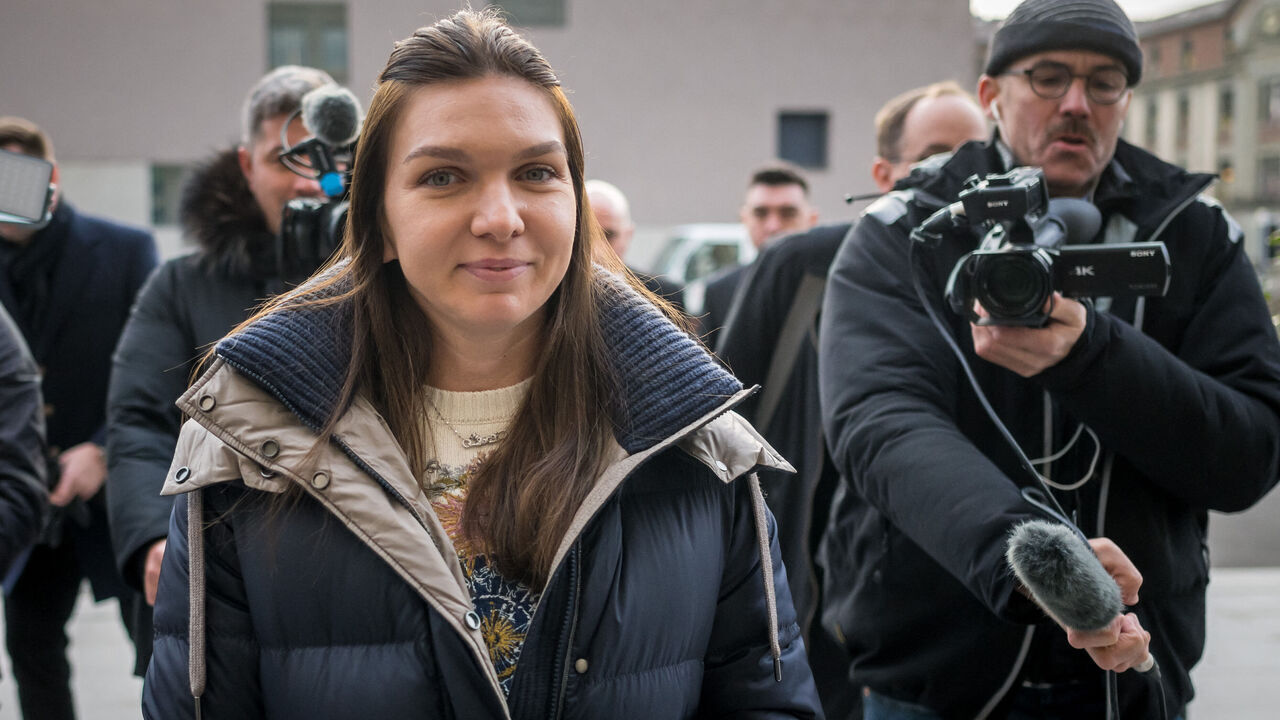 Former world number one tennis player Romania's Simona Halep arrives at the Court of Arbitration for Sport in Lausanne on February 7, 2024, for her appeal against a four-year doping ban. The two-time Grand Slam singles champion tested positive for roxadustat after the US Open in 2022 and was charged with a separate second anti-doping breach last year relating to irregularities in her athlete biological passport.