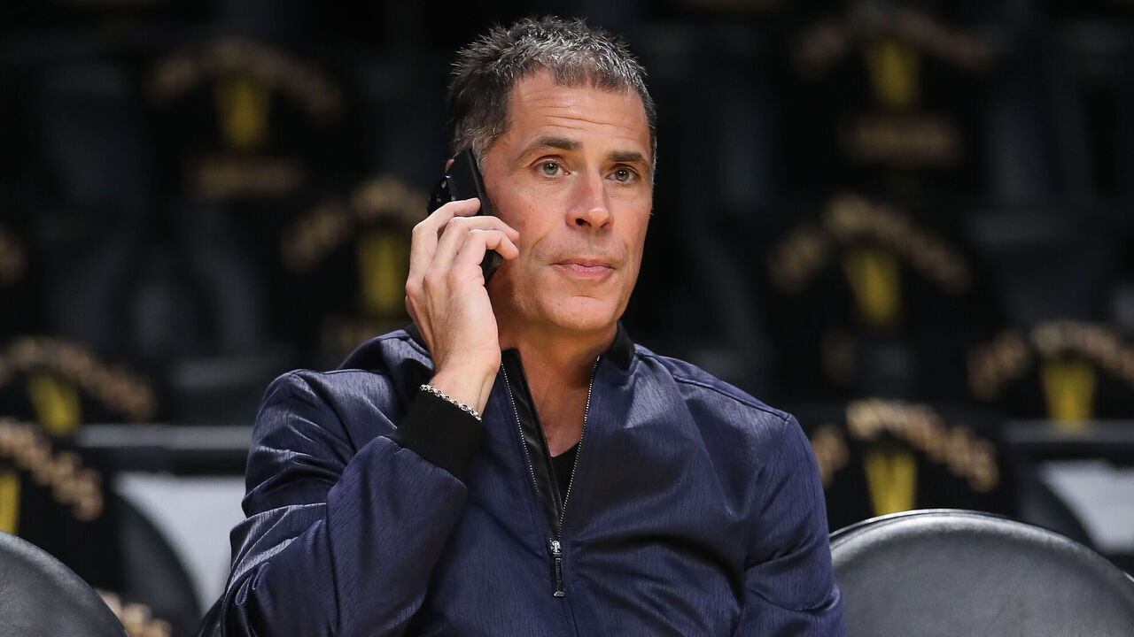 LOS ANGELES, CA - DECEMBER 18: Rob Pelinka is currently the vice president of basketball operations and general manager of the Los Angeles Lakers during the NBA game between the New York Knicks and the Los Angeles Lakers on December 18, 2023, at Crypto.com Arena in Los Angeles, CA.