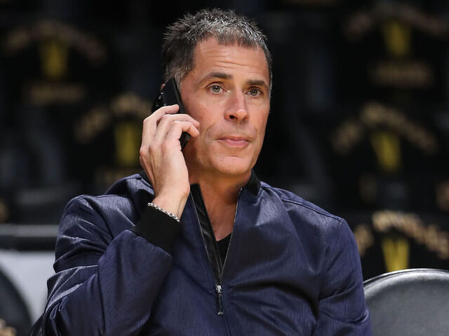 LOS ANGELES, CA - DECEMBER 18: Rob Pelinka is currently the vice president of basketball operations and general manager of the Los Angeles Lakers during the NBA game between the New York Knicks and the Los Angeles Lakers on December 18, 2023, at Crypto.com Arena in Los Angeles, CA.
