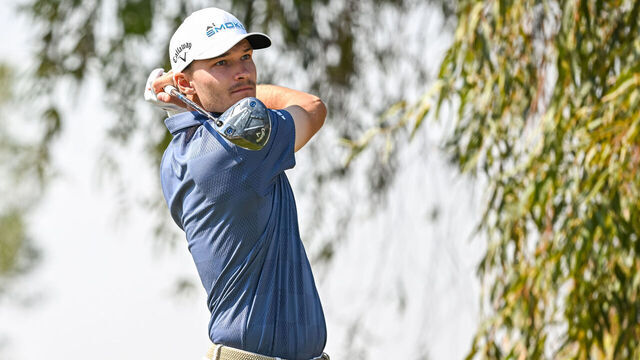 DOHA, QATAR - FEBRUARY 10: Rasmus Hojgaard of Denmark plays his tee shot on the 6th hole during day three of the Commercial Bank Qatar Masters at Doha Golf Club on February 10, 2024 in Doha, Qatar.
