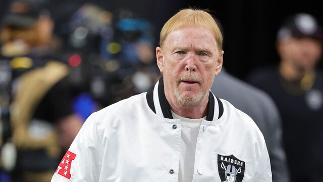 LAS VEGAS, NEVADA - NOVEMBER 05: Owner and managing general partner Mark Davis of the Las Vegas Raiders walks onto the field during warmups before the team's game against the New York Giants at Allegiant Stadium on November 05, 2023 in Las Vegas, Nevada. The Raiders defeated the Giants 30-6.
