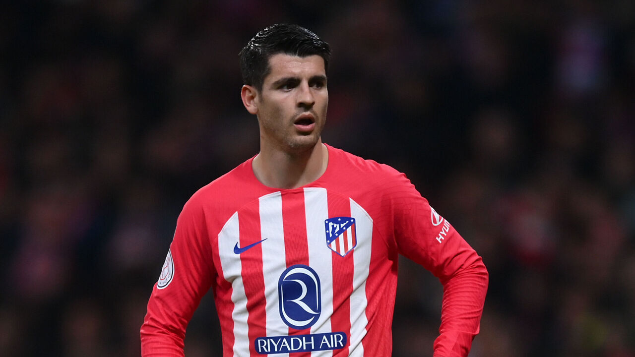 MADRID, SPAIN - FEBRUARY 07: Alvaro Morata of Atletico Madrid looks on during the Copa Del Rey, Semi-Final First Leg match between Atletico Madrid and Athletic Club at Civitas Metropolitano Stadium on February 07, 2024 in Madrid, Spain.