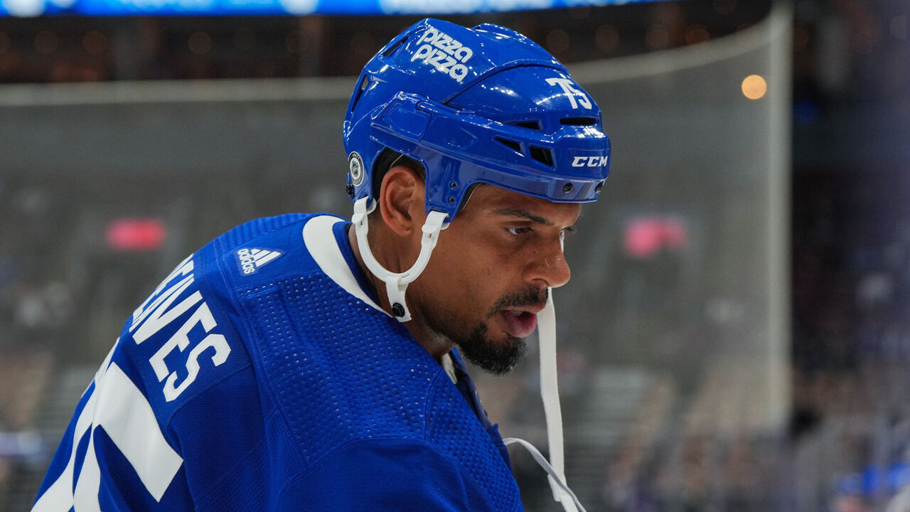 TORONTO, CANADA - FEBRUARY 05: Ryan Reaves #75 of the Toronto Maple Leafs skates against the New York Islanders at Scotiabank Arena on February 05, 2024 in Toronto, Ontario, Canada.