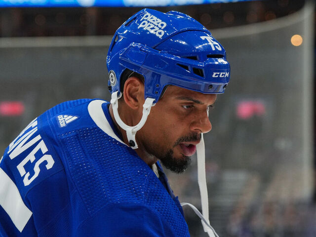 TORONTO, CANADA - FEBRUARY 05: Ryan Reaves #75 of the Toronto Maple Leafs skates against the New York Islanders at Scotiabank Arena on February 05, 2024 in Toronto, Ontario, Canada.