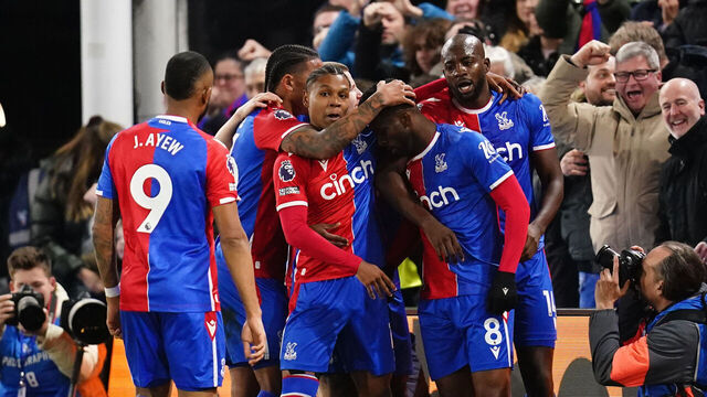 Crystal Palace's Jefferson Lerma celebrates scoring their side's first goal of the game during the Premier League match at Selhurst Park, London. Picture date: Monday February 12, 2024.