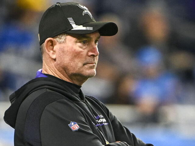 DETROIT, MICHIGAN - DECEMBER 05: Head coach Mike Zimmer of the Minnesota Vikings looks on before the game against the Detroit Lions at Ford Field on December 05, 2021 in Detroit, Michigan.