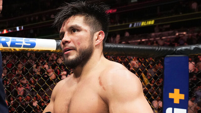 NEWARK, NEW JERSEY - MAY 06: Henry Cejudo reacts after a split-decision loss to Aljamain Sterling in the UFC bantamweight championship fight during the UFC 288 event at Prudential Center on May 06, 2023 in Newark, New Jersey.