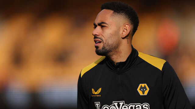WOLVERHAMPTON, ENGLAND - FEBRUARY 10: Matheus Cunha of Wolverhampton Wanderers warms up prior to the Premier League match between Wolverhampton Wanderers and Brentford FC at Molineux on February 10, 2024 in Wolverhampton, England.