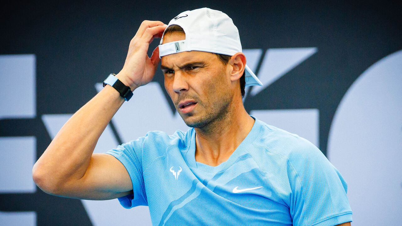 Spain's Rafael Nadal attends a training session ahead of the Brisbane International tennis tournament in Brisbane on December 28, 2023.