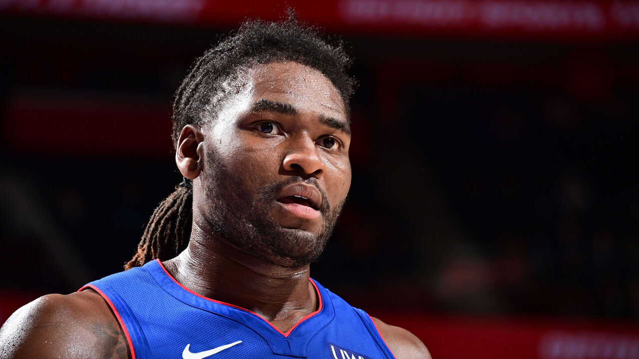 DETROIT, MI - JANUARY 24: Isaiah Stewart #28 of the Detroit Pistons looks on during the game against the Charlotte Hornets on January 24, 2024 at Little Caesars Arena in Detroit, Michigan. NOTE TO USER: User expressly acknowledges and agrees that, by downloading and/or using this photograph, User is consenting to the terms and conditions of the Getty Images License Agreement. Mandatory Copyright Notice: Copyright 2024 NBAE