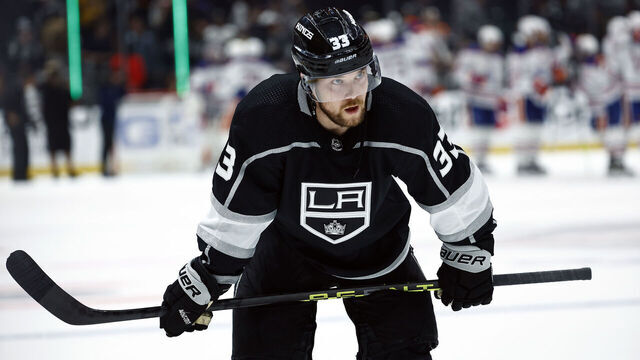 LOS ANGELES, CALIFORNIA - APRIL 29: Viktor Arvidsson #33 of the Los Angeles Kings after a 5-4 loss against the Edmonton Oilers in Game Six of the First Round of the 2023 Stanley Cup Playoffs at Crypto.com Arena on April 29, 2023 in Los Angeles, California. The Oilers won the series against the Kings 4-2.