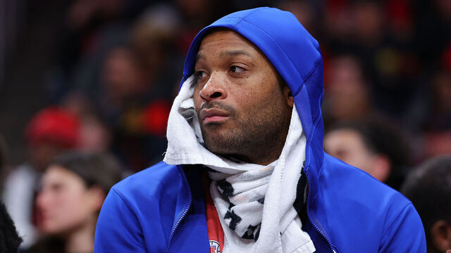 ATLANTA, GEORGIA - FEBRUARY 05: P.J. Tucker #17 of the LA Clippers looks on from the bench against the Atlanta Hawks during the second quarter at State Farm Arena on February 05, 2024 in Atlanta, Georgia. NOTE TO USER: User expressly acknowledges and agrees that, by downloading and/or using this photograph, user is consenting to the terms and conditions of the Getty Images License Agreement.