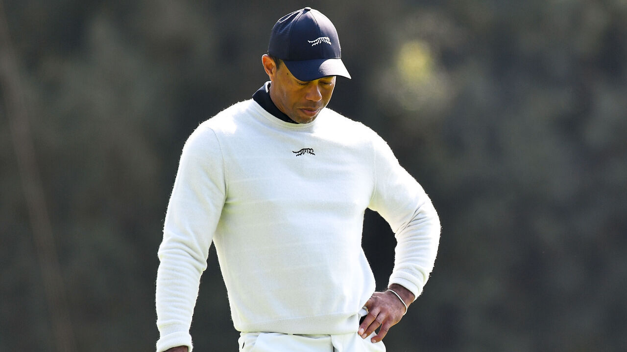 PACIFIC PALISADES, CA - FEBRUARY 15: Tiger Woods looks on during the first round of the Genesis Invitational on February 15, 2024, at Riviera Country Club in Pacific Palisades, CA.