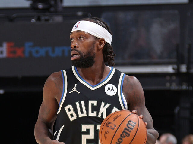 MEMPHIS, TN - FEBRUARY 15: Patrick Beverley #21 of the Milwaukee Bucks brings the ball up court during the game against the Memphis Grizzlies on February 15, 2024 at FedExForum in Memphis, Tennessee. Mandatory Copyright Notice: Copyright 2024 NBAE