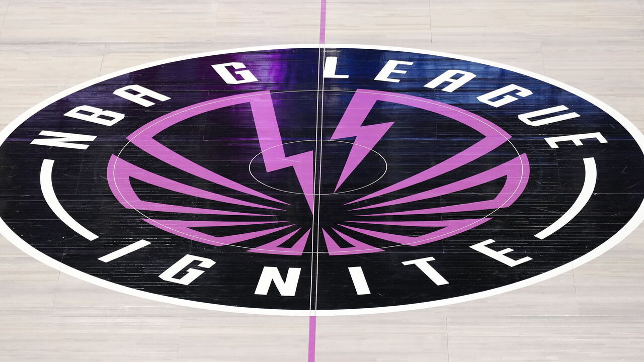 LAS VEGAS, NV - NOVEMBER 4: The G League Ignite logo before the game against the Oklahoma City Blue on November 4, 2022 at Mandalay Bay in Las Vegas, Nevada. Mandatory Copyright Notice: Copyright 2022 NBAE