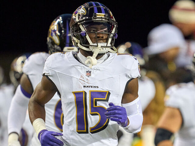 SANTA CLARA, CALIFORNIA - DECEMBER 25: Nelson Agholor #15 of the Baltimore Ravens takes the field in action during a game between the San Francisco 49ers and the Baltimore Ravens at Levi's Stadium on December 25, 2023 in Santa Clara, California.