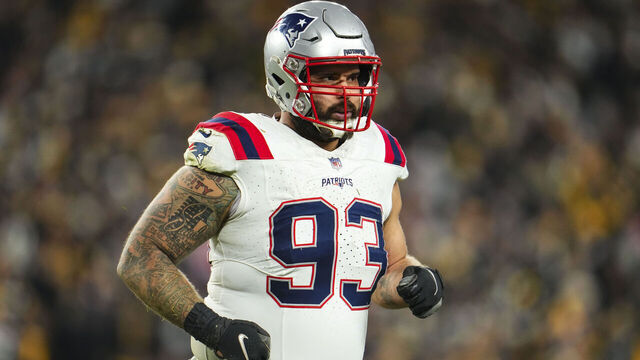PITTSBURGH, PA - DECEMBER 07: Lawrence Guy Sr. #93 of the New England Patriots looks on from the field during an NFL football game against the Pittsburgh Steelers at Acrisure Stadium on December 7, 2023 in Pittsburgh, Pennsylvania.