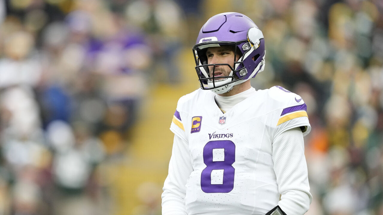 GREEN BAY, WISCONSIN - OCTOBER 29: Kirk Cousins #8 of the Minnesota Vikings looks on in the first half against the Green Bay Packers at Lambeau Field on October 29, 2023 in Green Bay, Wisconsin.