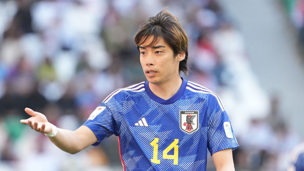 AL RAYYAN, QATAR - JANUARY 19: Junya Ito of Japan looks on during the AFC Asian Cup Group D match between Iraq and Japan at Education City Stadium on January 19, 2024 in Al Rayyan, Qatar.