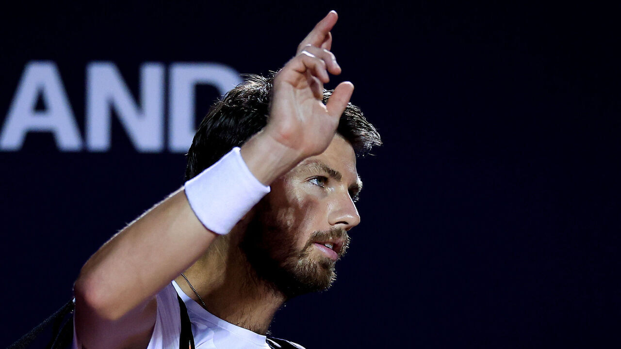 RIO DE JANEIRO, BRAZIL - FEBRUARY 19: Cameron Norrie of Great Britain gestures prior to a match against Hugo Dellien of Bolivia during day one of ATP 500 Rio Open presented by Claro at Jockey Club Brasileiro on February 19, 2024 in Rio de Janeiro, Brazil.