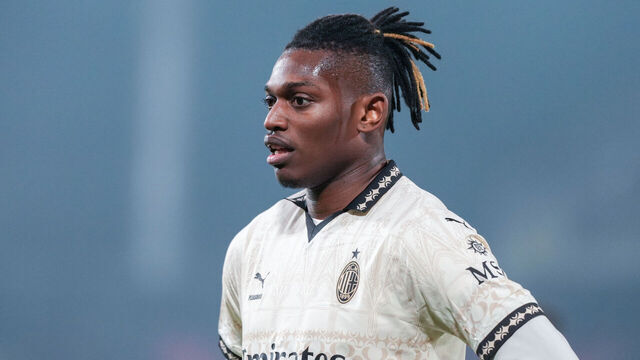 Rafael Leao is playing during the AC Monza vs AC Milan Serie A match at U-Power Stadium in Monza, Italy, on February 19, 2024.